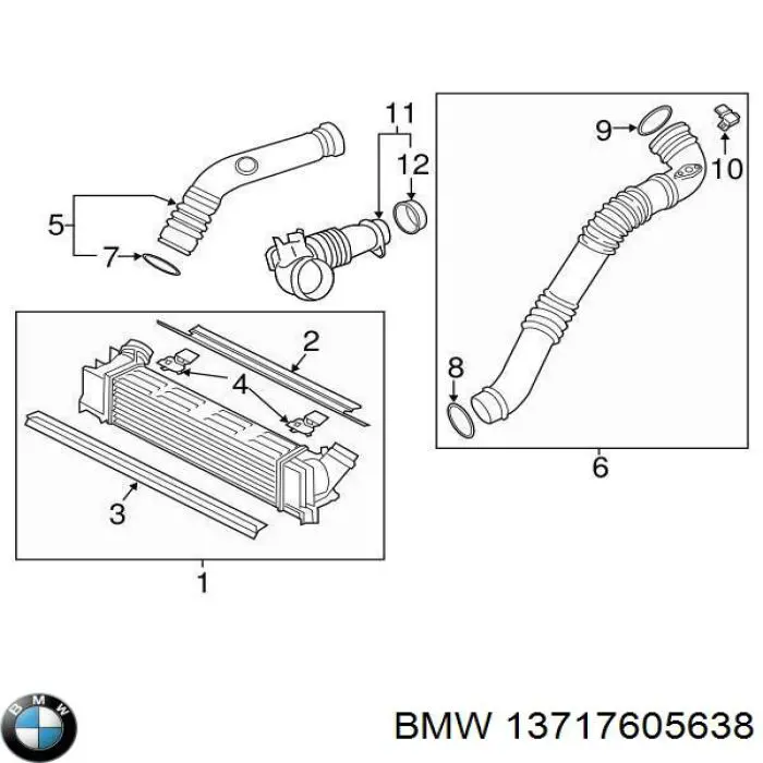 Przewód (króciec) intercoolera BMW 13717605638 cena, od 25,79 USD