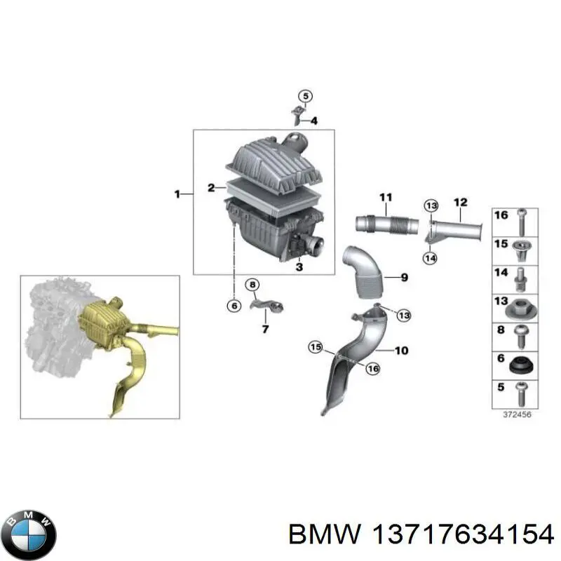Filtr powietrza BMW 13717634154 cena, od 17,38 USD