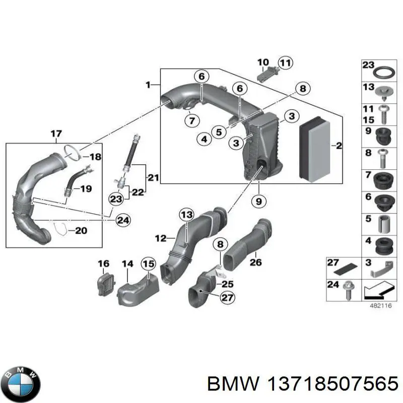 Obudowa filtra powietrza do BMW 7 (F01, F02, F03, F04)