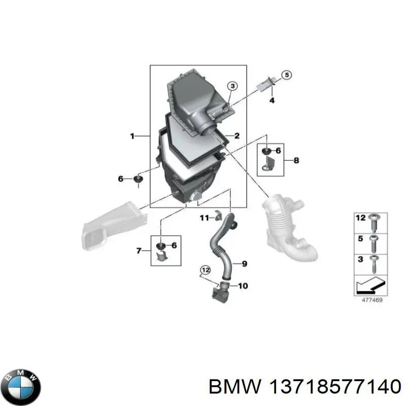 Obudowa filtra powietrza BMW 13718577140 cena, od 354,13 USD