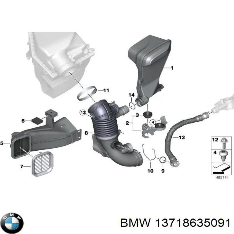 13718635091 BMW Wlot powietrza do filtra powietrza