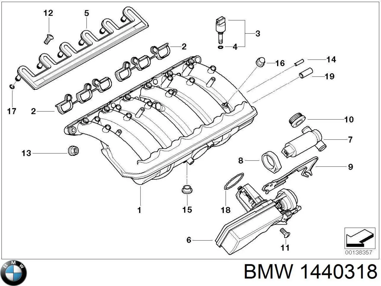 1440318 BMW Króciec wentylacji kadłuba (separatora oleju)