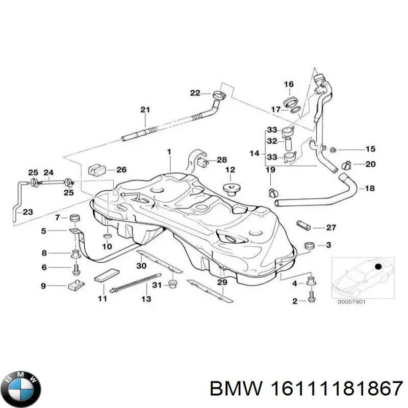 Zbiornik paliwa BMW 16111181867 cena, od 896,51 USD