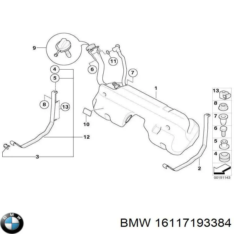 Korek wlewu paliwa BMW 16117193384 cena, od 134,37 USD