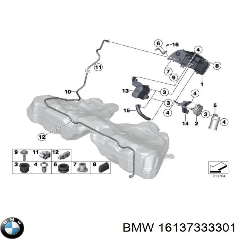 16137333301 BMW Zawór pochłaniacza oparów paliwa