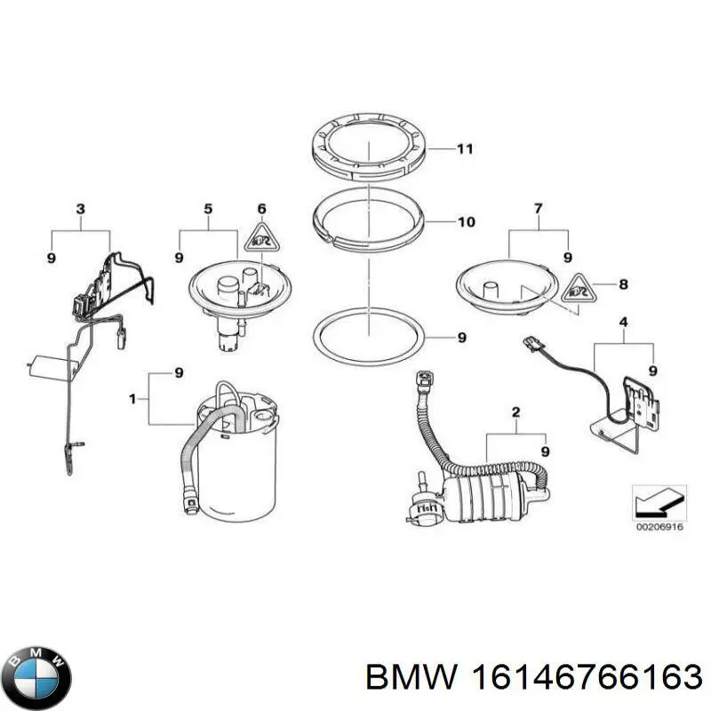 16146766163 BMW Moduł pompy paliwowej z czujnikiem poziomu paliwa