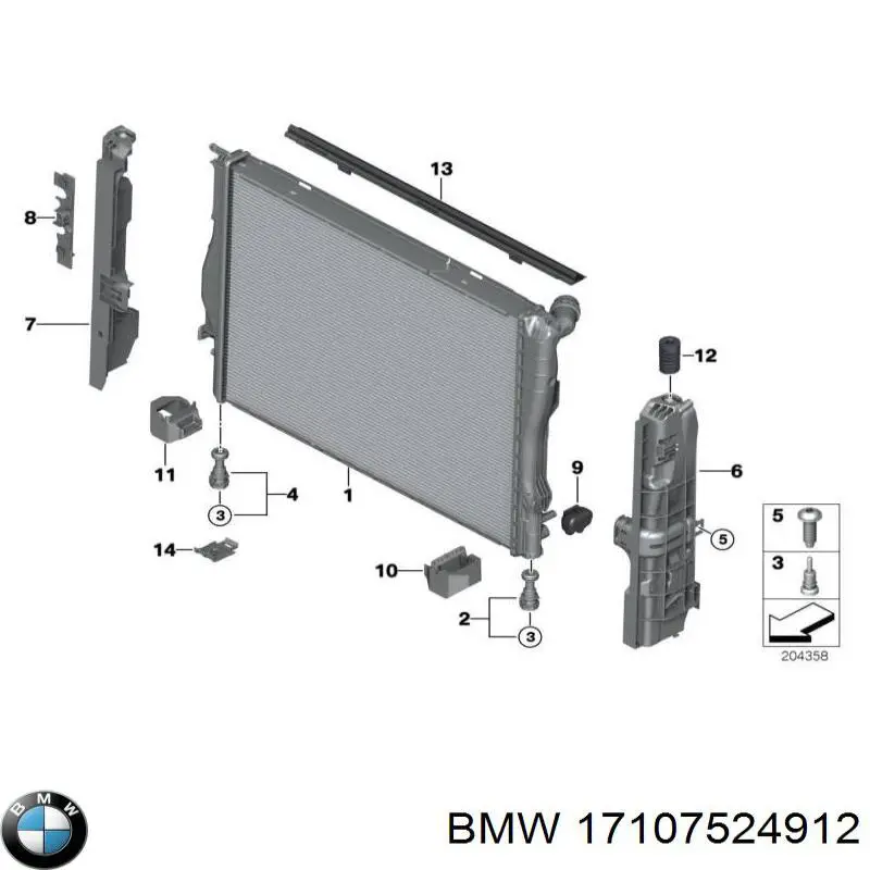 Wspornik chłodnicy lewy BMW 17107524912 cena, od 29,61 USD