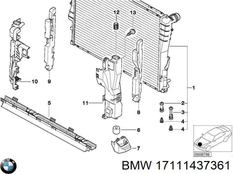 Do koszyka 17111437361 BMW Pokrywa (korek) chłodnicy
