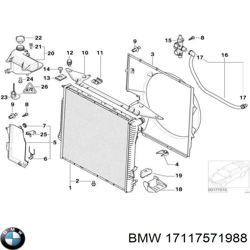 Do koszyka 17117571988 BMW Pokrywa (korek) chłodnicy