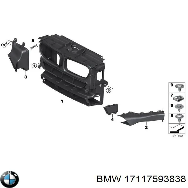 Wspornik chłodnicy lewy BMW 17117593838 cena, od 49,66 USD