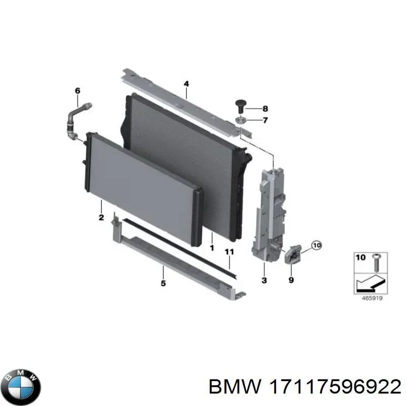 Do koszyka 17117596922 BMW Wspornik chłodnicy górny