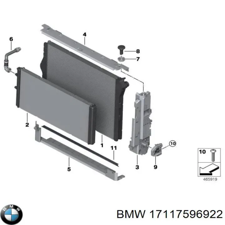 17117596922 BMW Wspornik chłodnicy górny