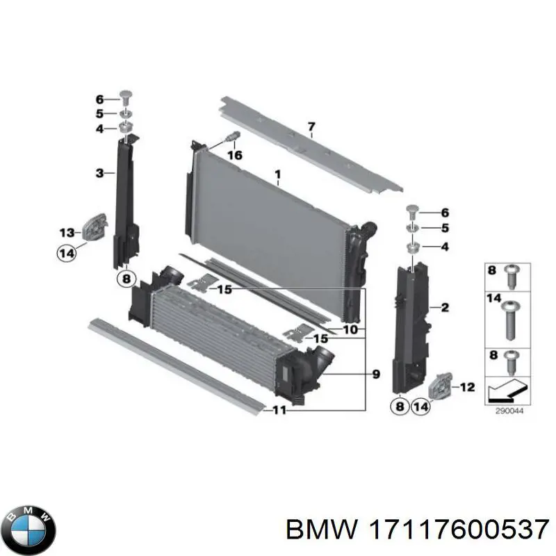 Uchwyt chłodnicy prawy BMW 17117600537 cena, od 44,95 USD