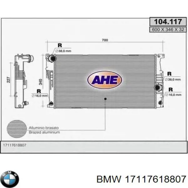 Chłodnica silnika BMW 17117618807 cena, od 112,23 USD