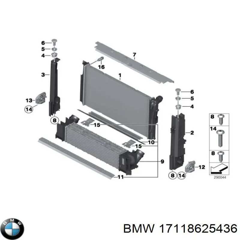 Wspornik chłodnicy lewy BMW 17118625436 cena, od 38,81 USD