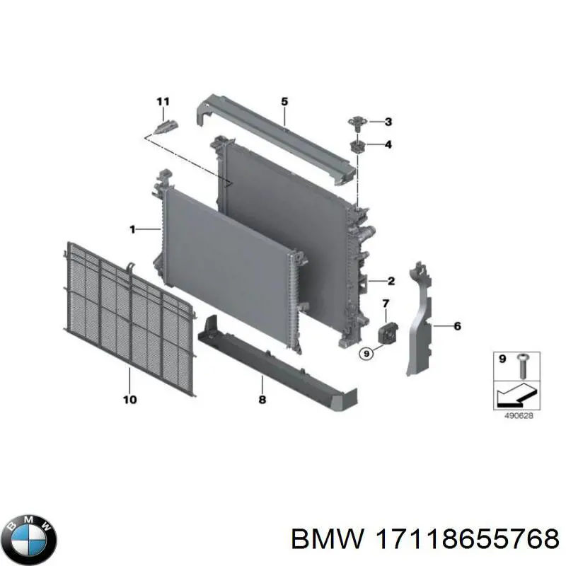17118655768 BMW Kierownica powietrza (deflektor) chodnicy lewa
