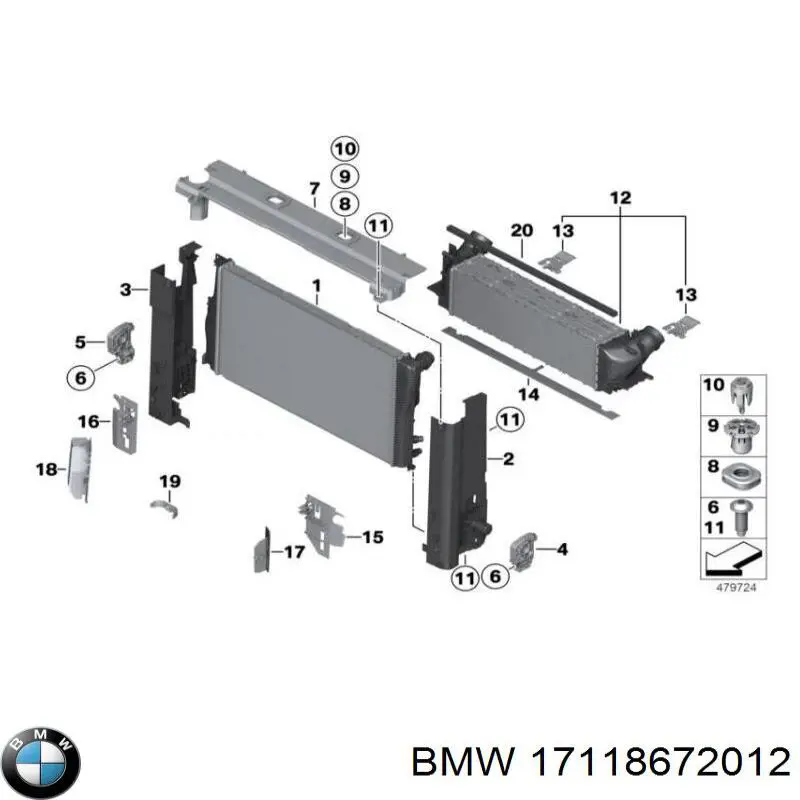 17118672012 BMW chłodnica silnika