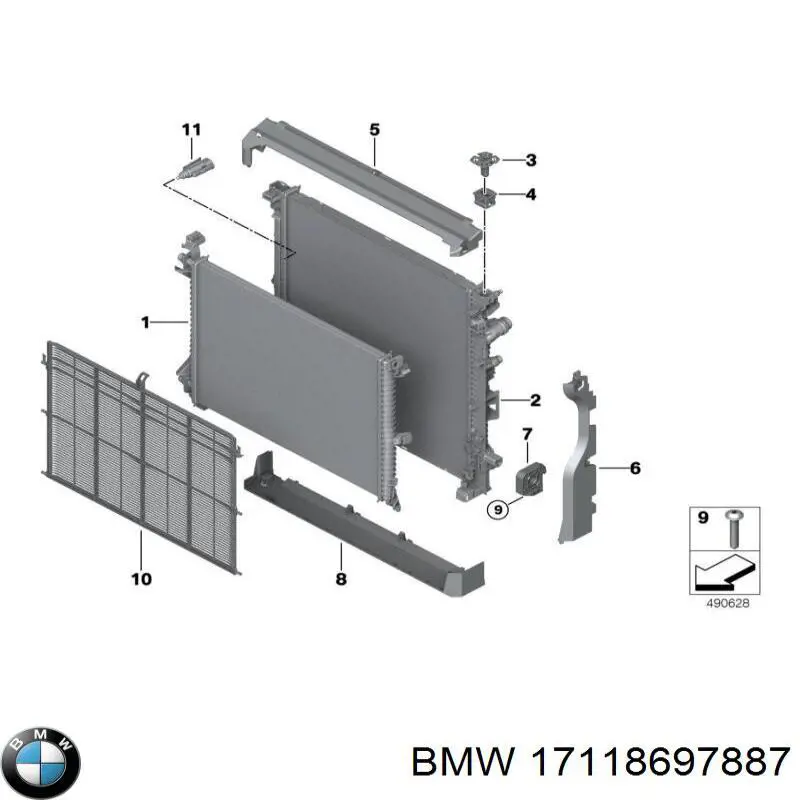 17118697887 BMW Kierownica powietrza (deflektor) chodnicy dolna