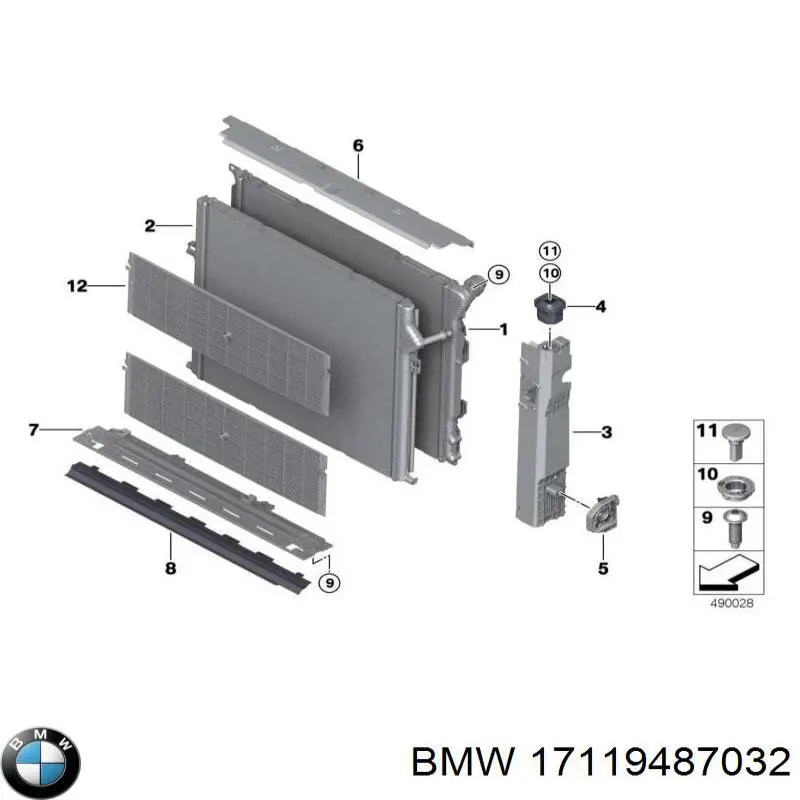 17119487032 BMW Wspornik chłodnicy lewy
