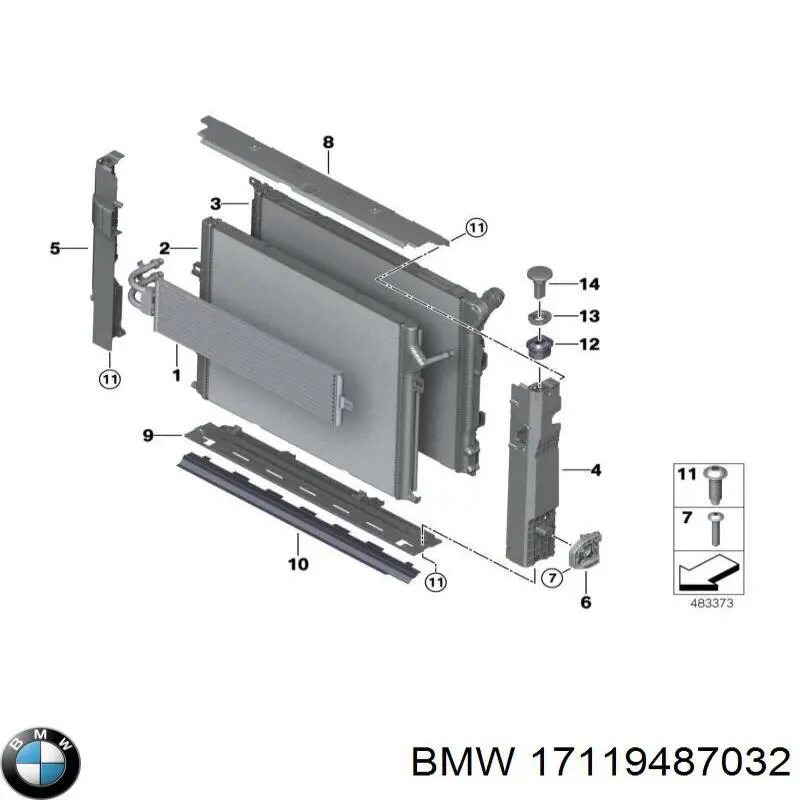 Wspornik chłodnicy lewy BMW 17119487032 cena, od 45,58 USD