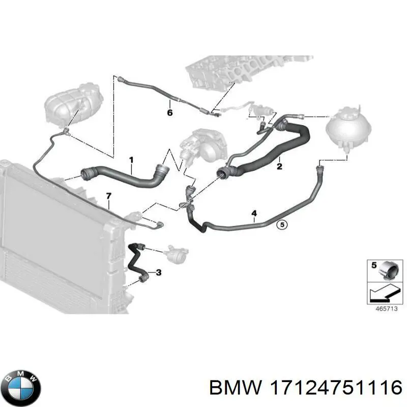 17128514434 BMW Przewód (króciec) chłodnicy górny