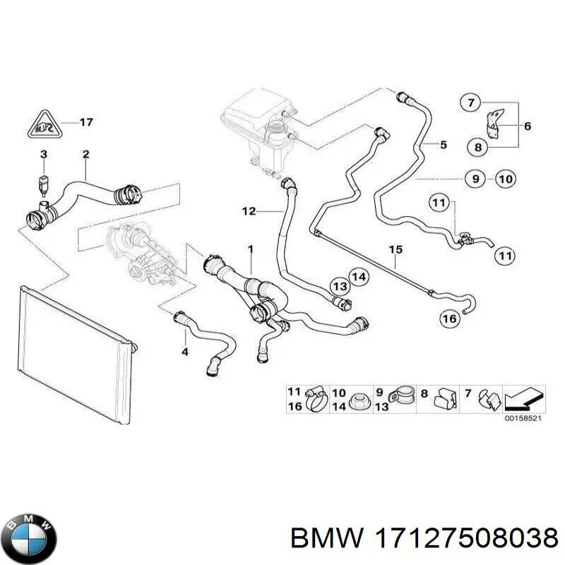 Przewód (króciec) chłodnicy górny BMW 17127508038 cena, od 12,22 USD