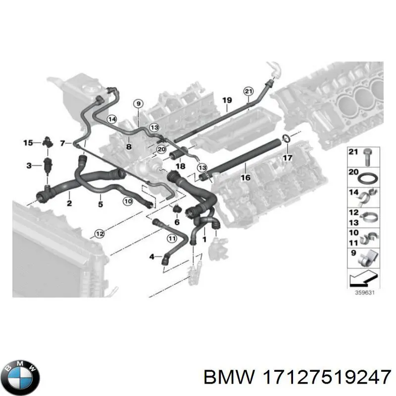 Do koszyka 17127519247 BMW Przewód zbiornika wyrównawczego górny