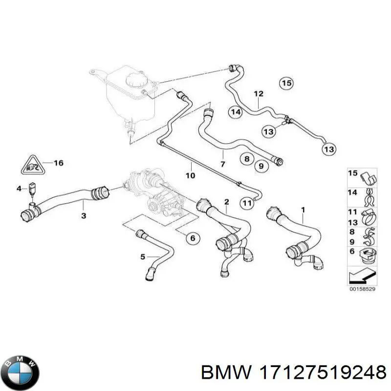Do koszyka 17127519248 BMW Przewód (króciec) chłodnicy górny
