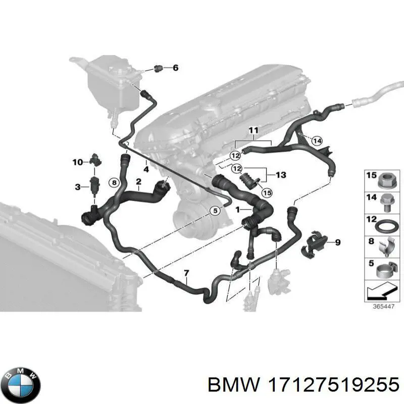 Do koszyka 17127519255 BMW Przewód (króciec) chłodnicy górny