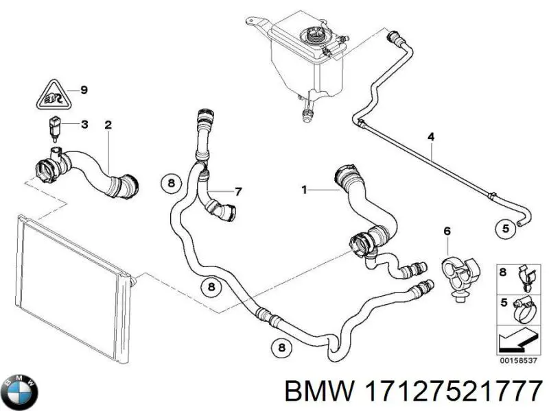 Do koszyka 17127521777 BMW Przewód (króciec) chłodnicy górny