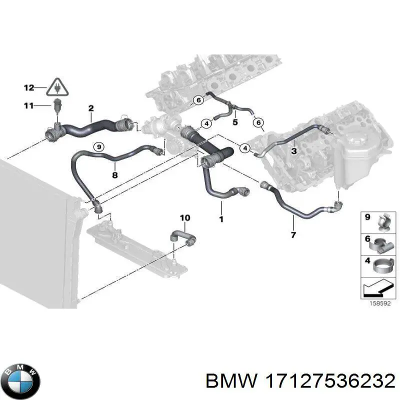 17127536232 BMW Przewód (króciec) chłodnicy górny