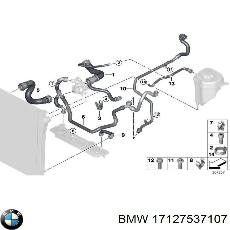 Przewód (króciec) chłodnicy górny BMW 17127537107 cena, od 41,39 USD