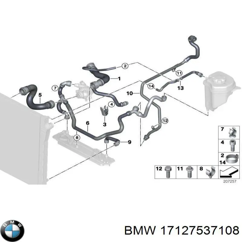 17127537108 BMW Przewód (króciec) chłodnicy górny