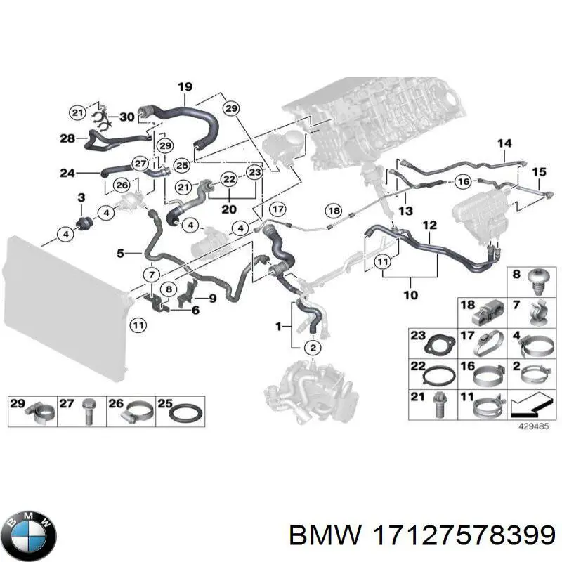 Do koszyka 17127578399 BMW Przewód (króciec) chłodnicy górny