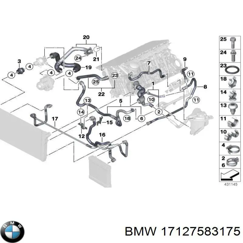 17127583175 BMW przewód (króciec chłodnicy górny)