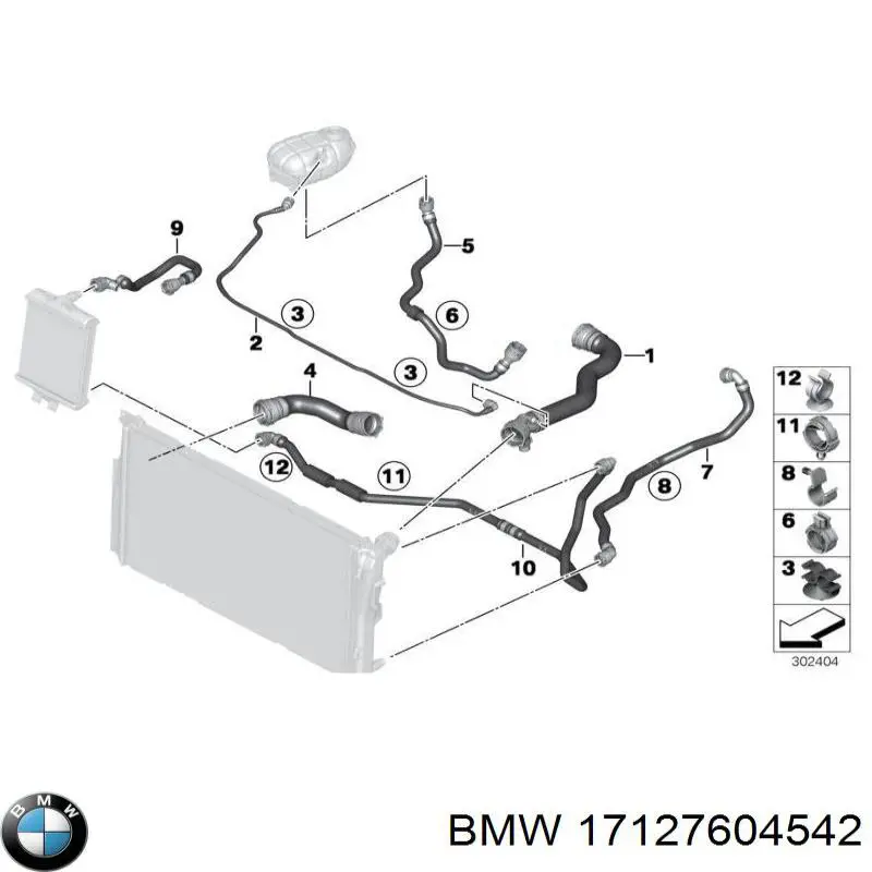 Do koszyka 17127604542 BMW Przewód (króciec) chłodnicy górny