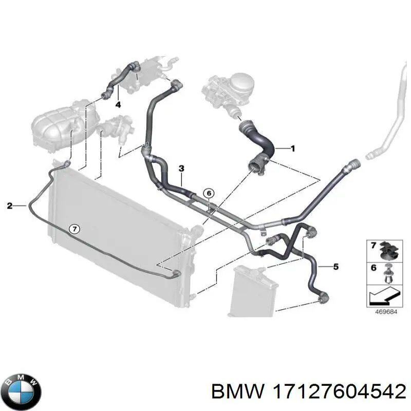 17127604542 BMW Przewód (króciec) chłodnicy górny