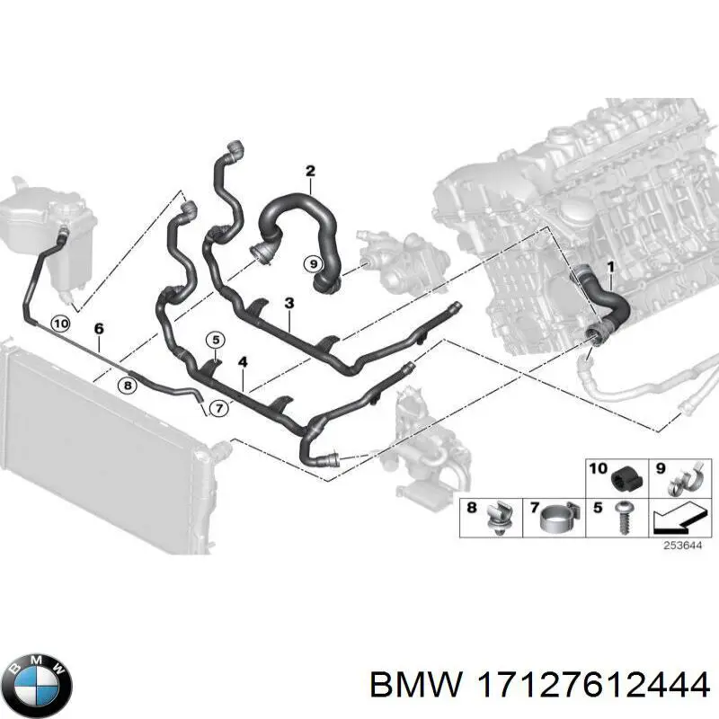 17127612444 BMW Przewód (króciec) chłodnicy górny