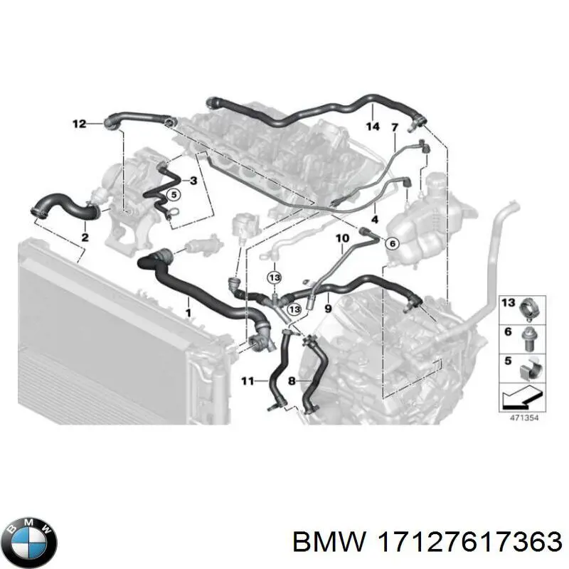 17127617363 BMW Przewód (króciec) chłodnicy górny