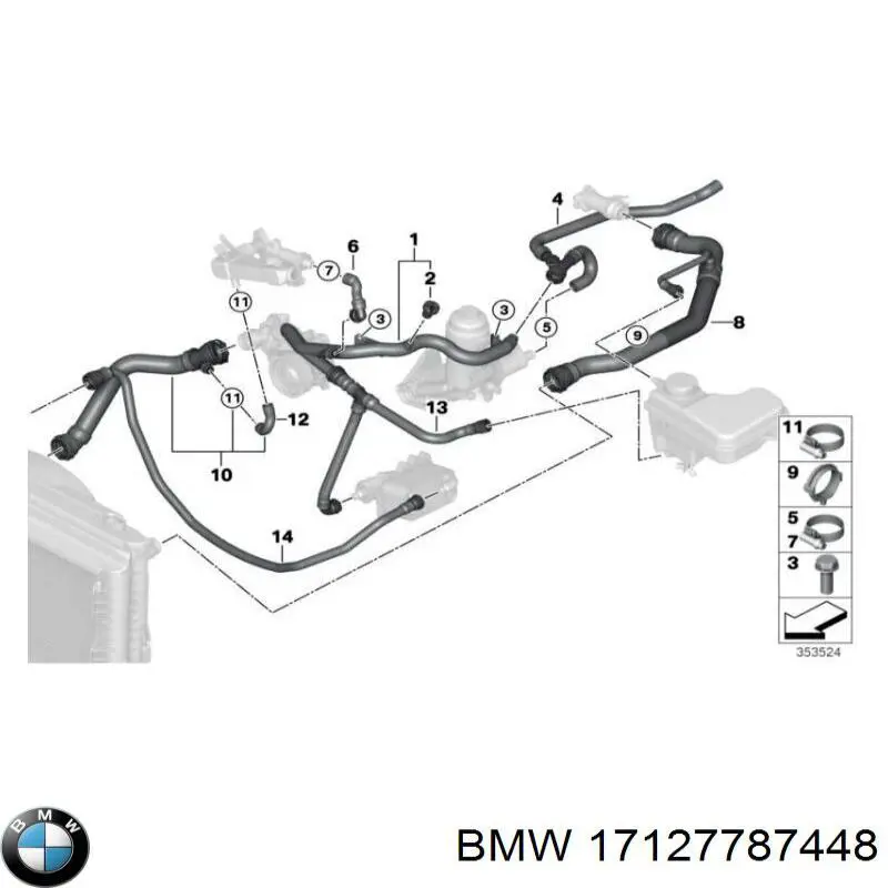 Przewód (króciec) chłodnicy górny BMW 17127787448 cena, od 76,38 USD