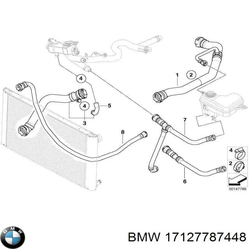 Do koszyka 17127787448 BMW Przewód (króciec) chłodnicy górny