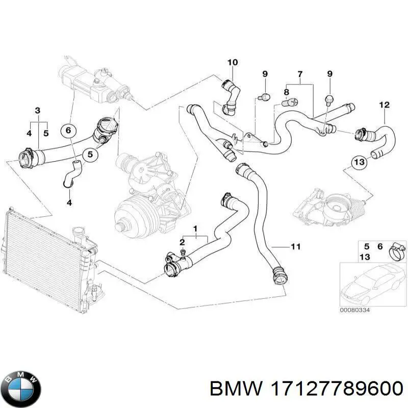 Do koszyka 17127789600 BMW Przewód (króciec) układu chłodzenia