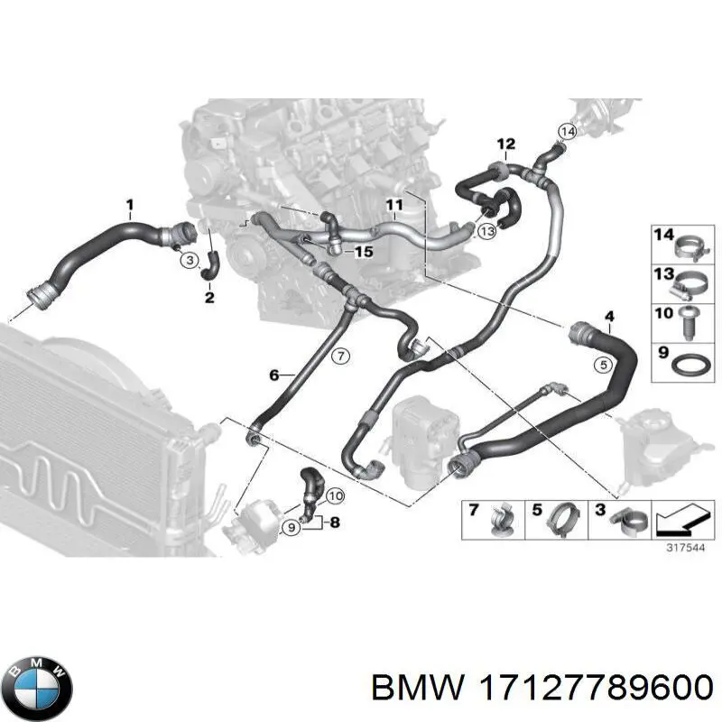 Przewód (króciec) układu chłodzenia BMW 17127789600 cena, od 5,48 USD
