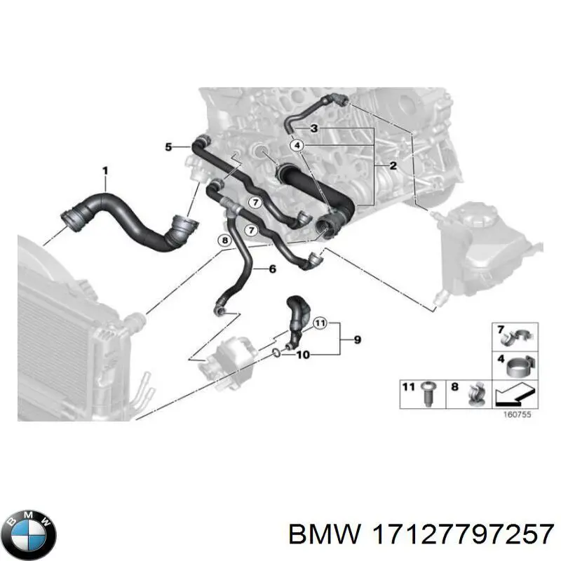 17127797257 BMW przewód (króciec chłodnicy górny)