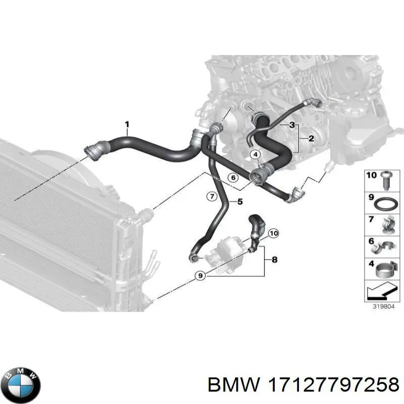 Przewód (króciec) chłodnicy dolny BMW 17127797258 cena, od 48,63 USD