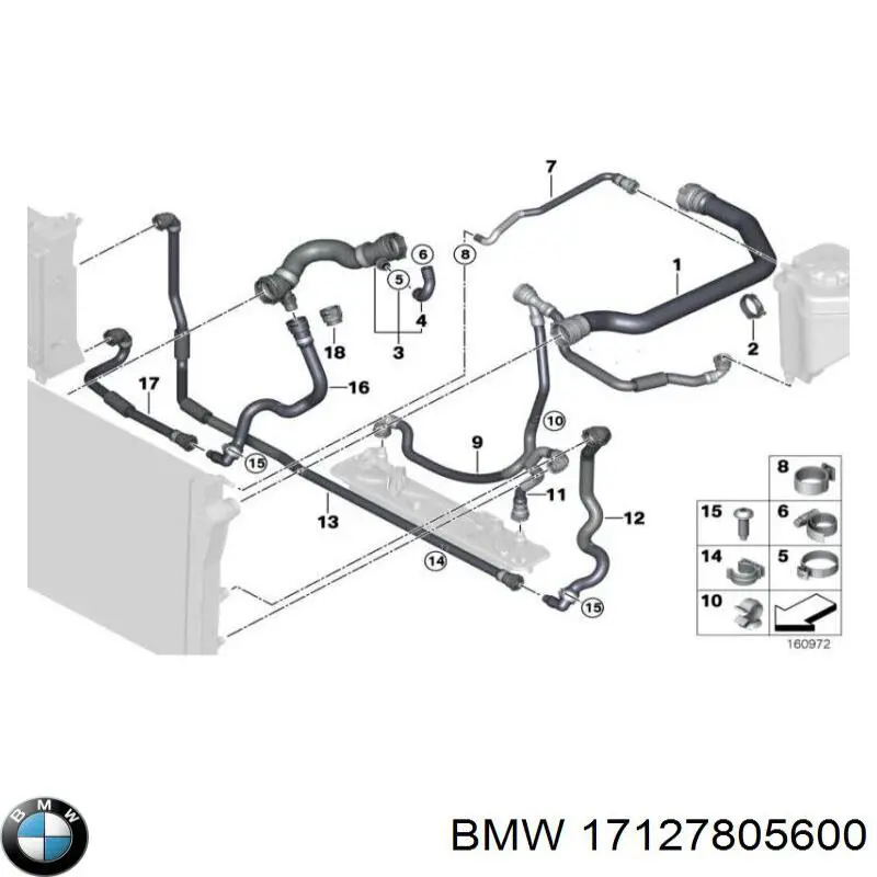 17127805600 BMW Przewód (króciec) chłodnicy górny