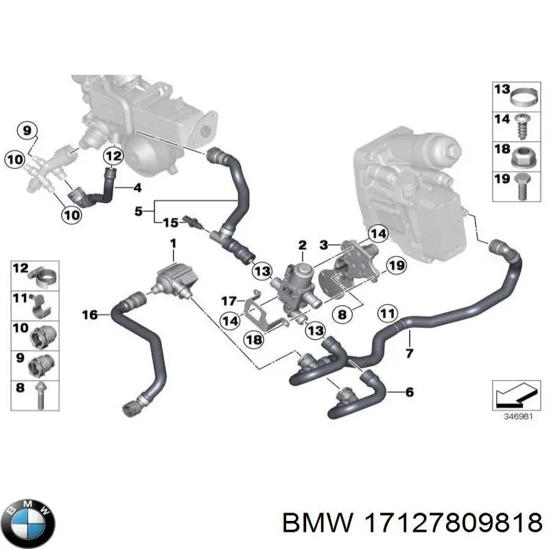 Przewód (króciec) chłodnicy górny BMW 17127809818 cena, od 63,46 USD