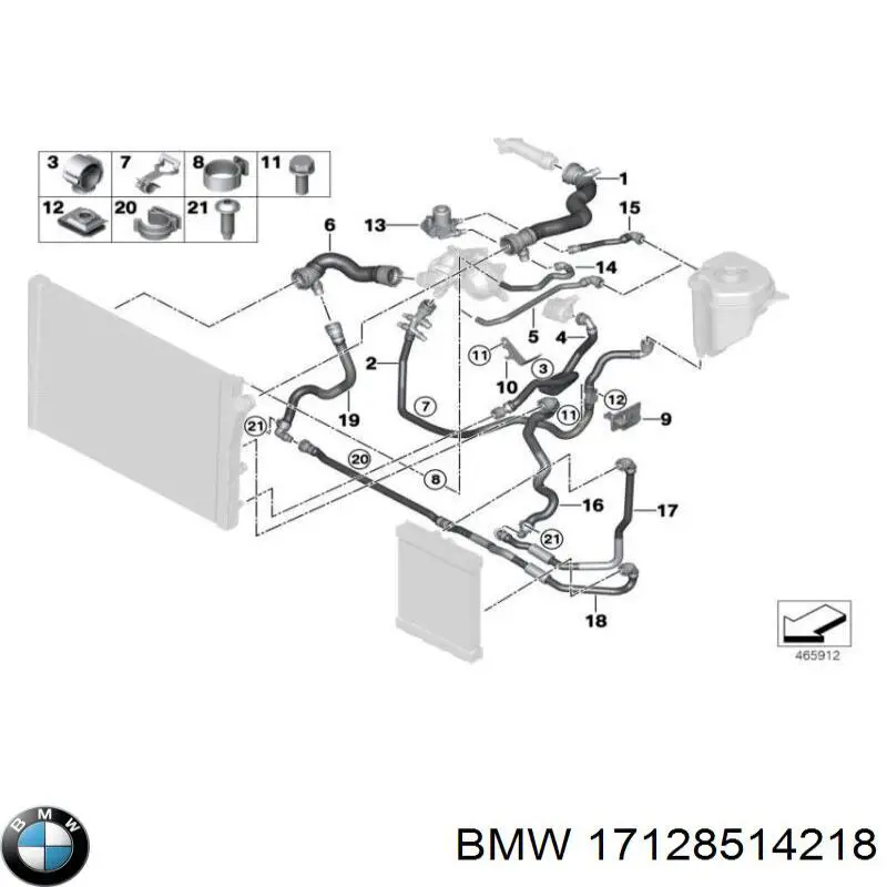 Przewód (króciec) chłodnicy górny BMW 17128514218 cena, od 125,70 USD
