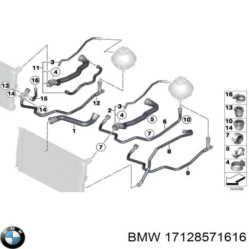 17128571616 BMW Przewód (króciec) chłodnicy górny