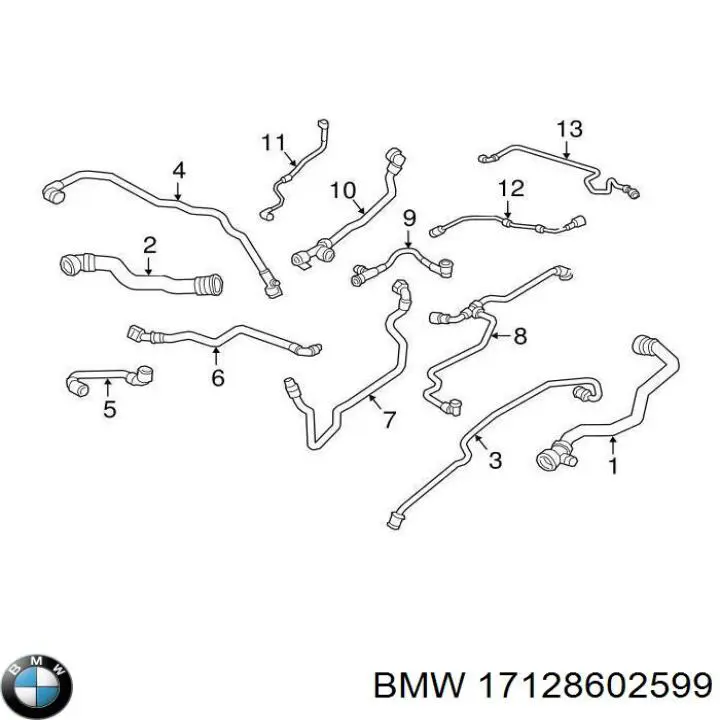 Przewód (króciec) układu chłodzenia BMW 17128602599 cena, od 26,00 USD